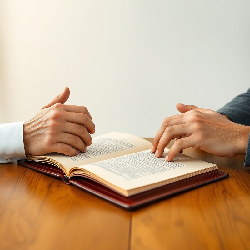Două mâini — una mai în vârstă, una mai tânără — sprijinite pe o masă de stejar cu un document deschis